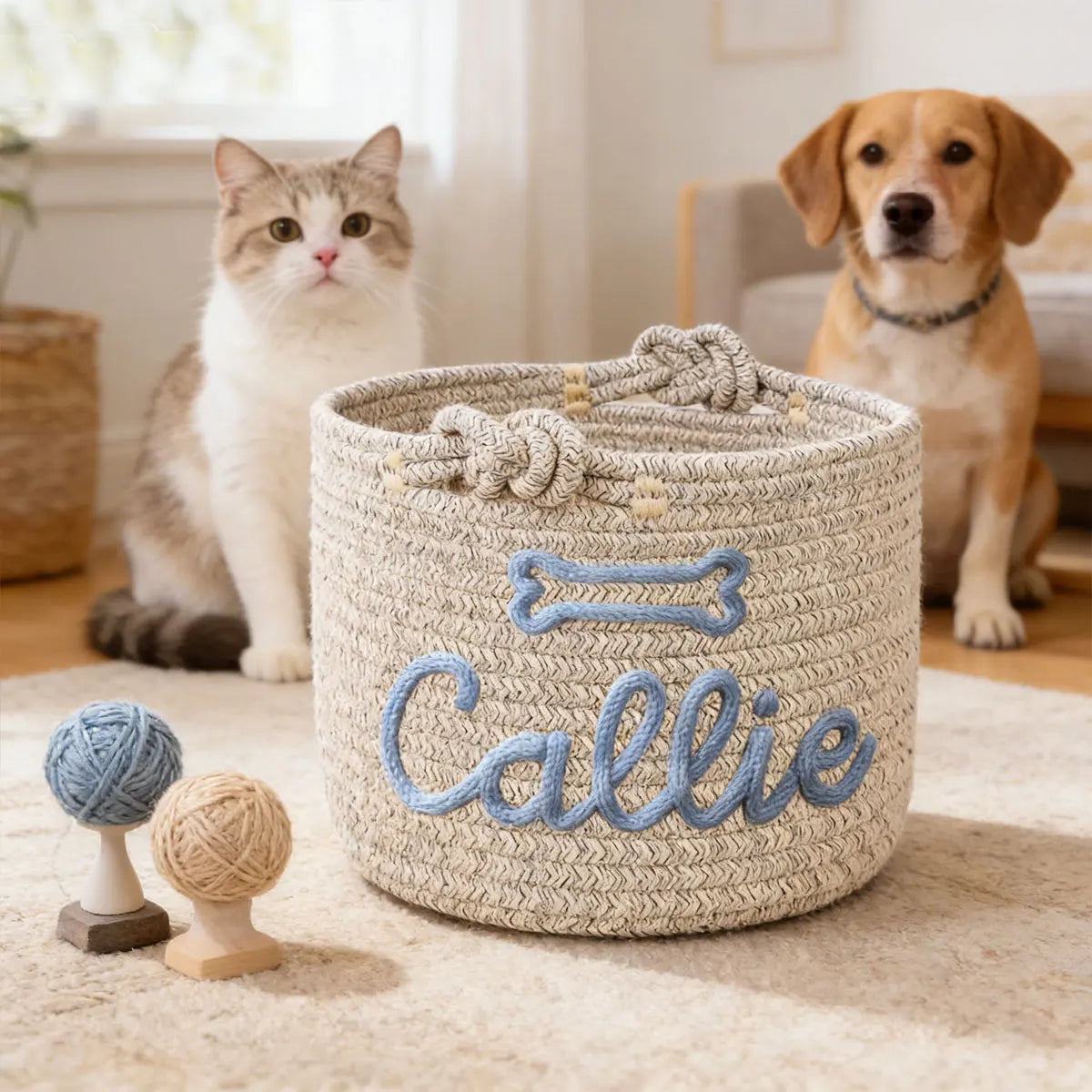 1pc Personalized Cotton Rope Dog Toy Basket, - ProPawPet.com