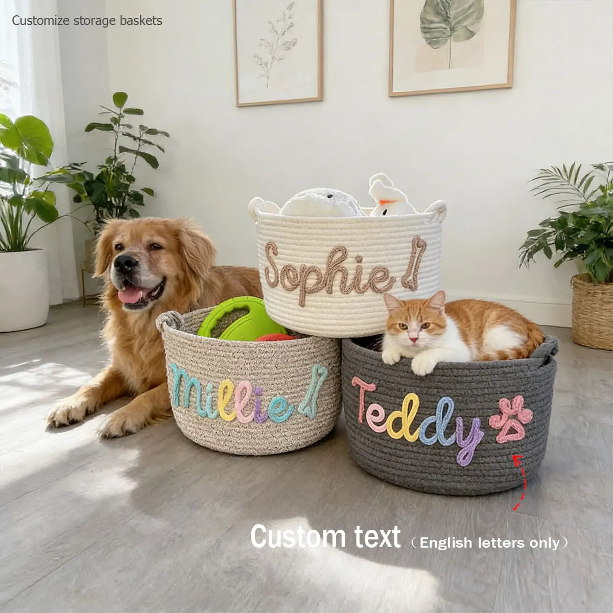 1pc Personalized Cotton Rope Dog Toy Basket, - ProPawPet.com