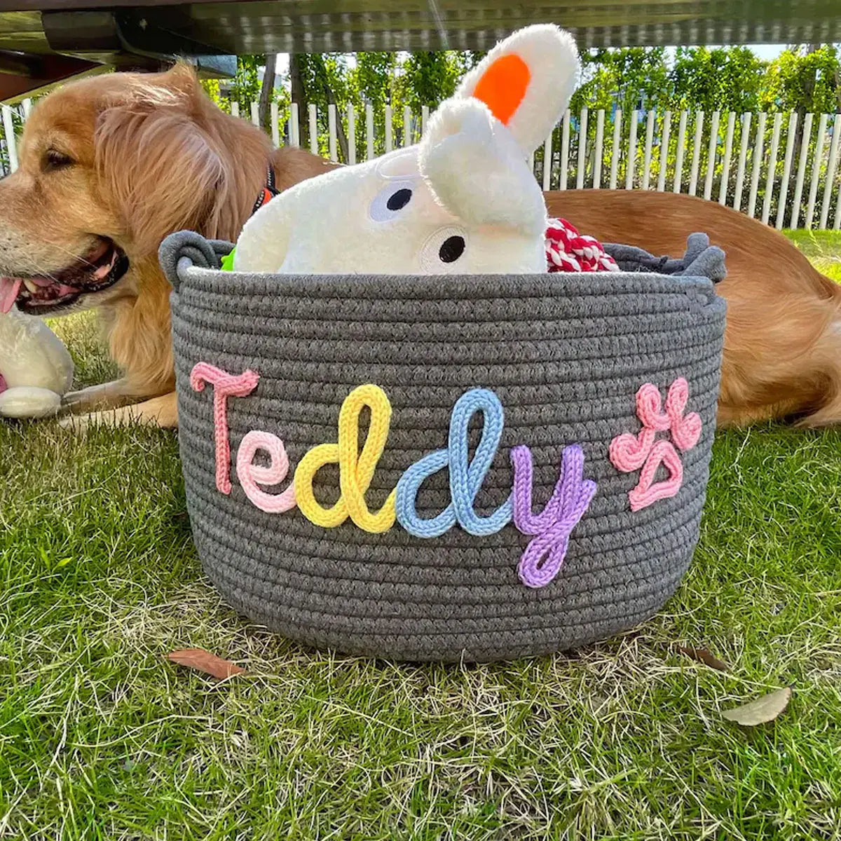 1pc Personalized Cotton Rope Dog Toy Basket, - ProPawPet.com