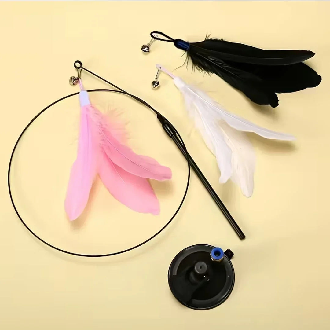 Cat Feather Bell Toy with Suction Cup Base 1 Teaser – 5 Colors