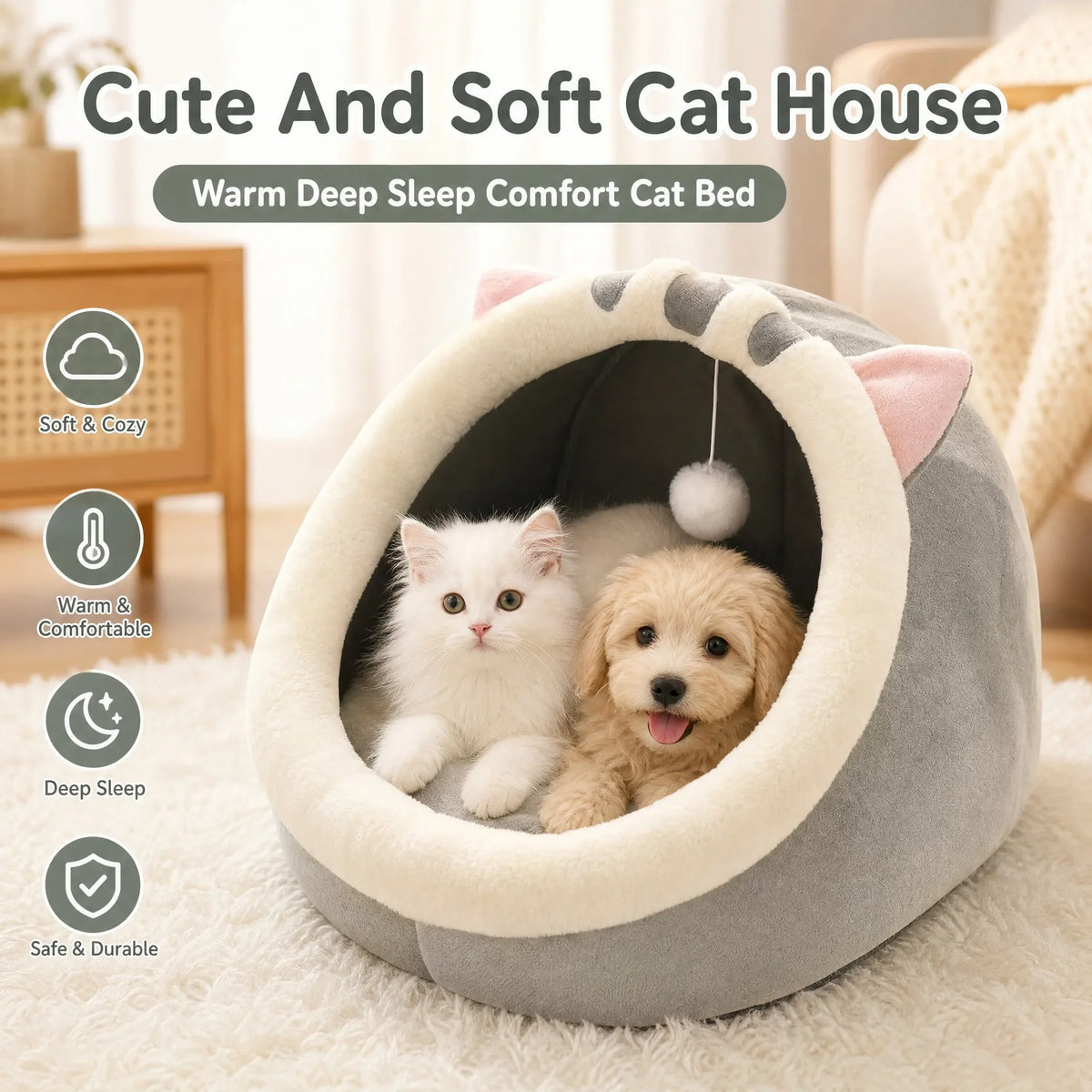 Cute And Soft Cat House Super Cat Bed Warm - ProPawPet.com