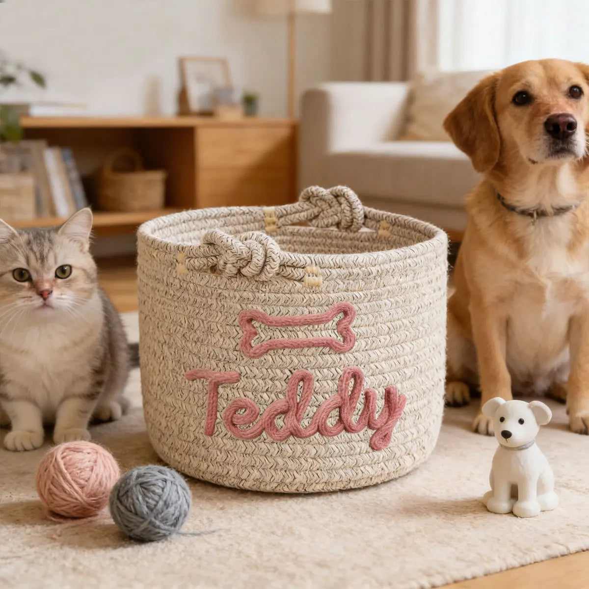 1pc Personalized Cotton Rope Dog Toy Basket, - ProPawPet.com