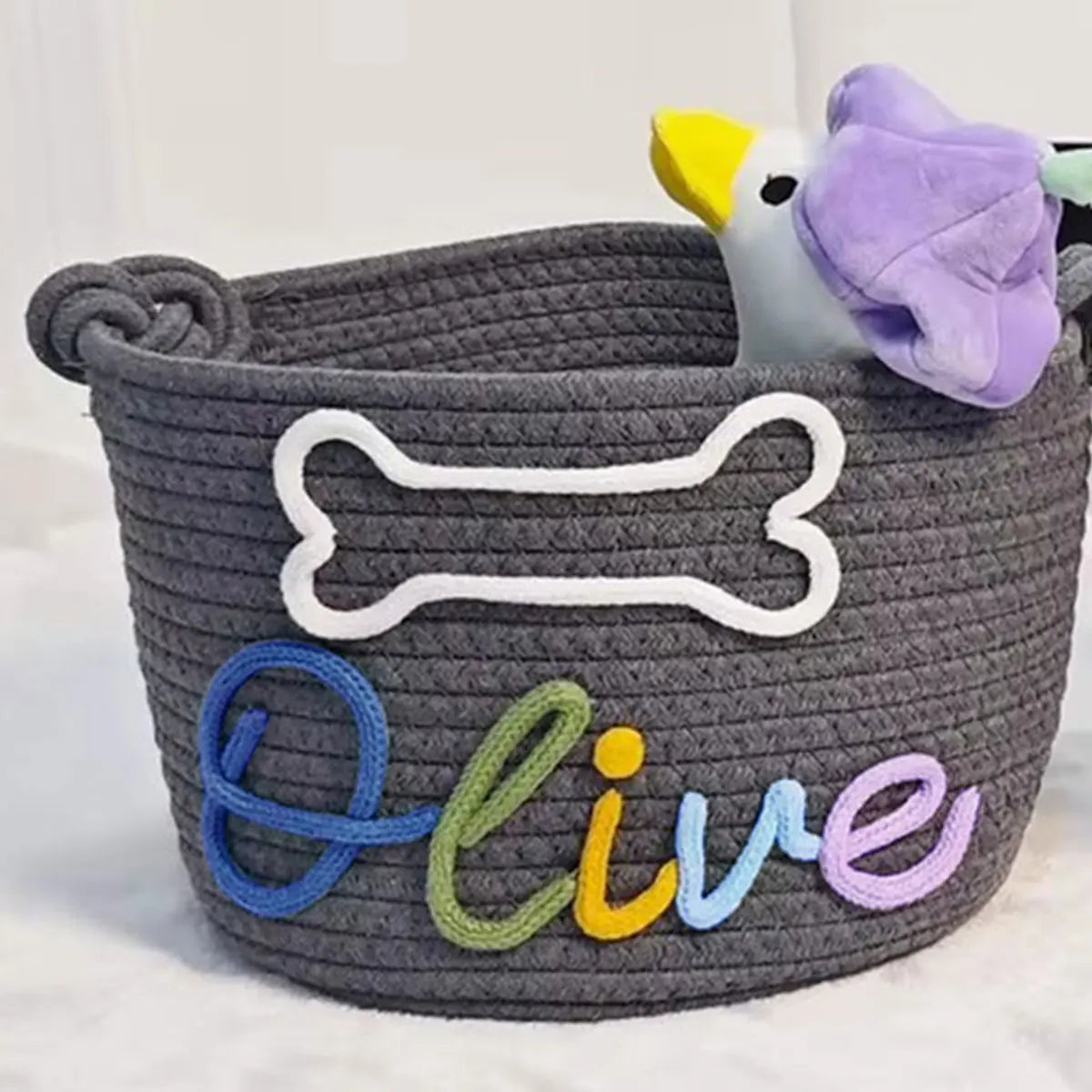 1pc Personalized Cotton Rope Dog Toy Basket, - ProPawPet.com