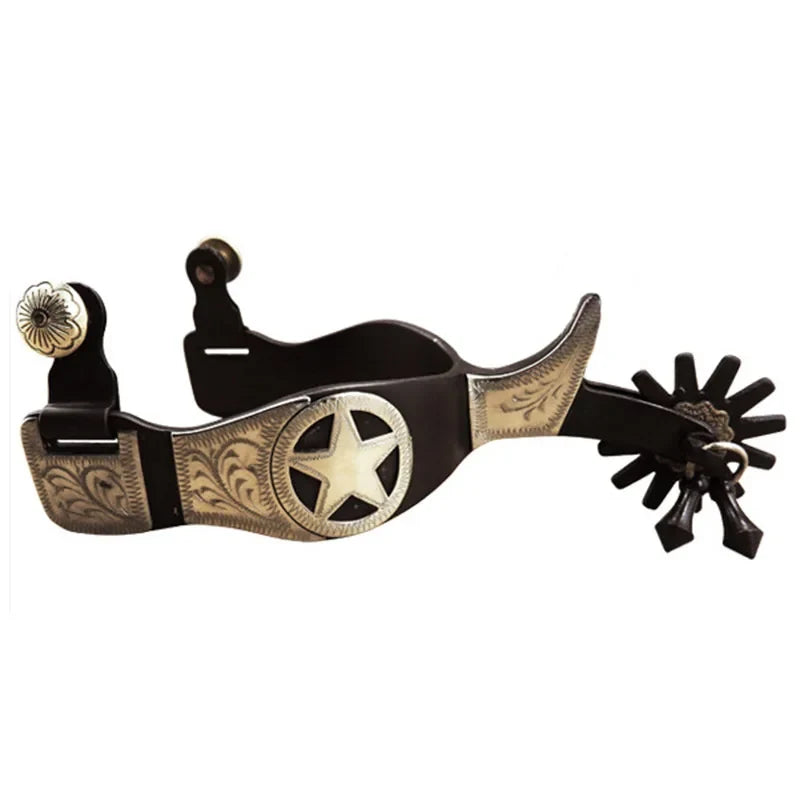 Horse Riding Bronzed Western Style Spurs Leather Belt Mild – 6 Colors
