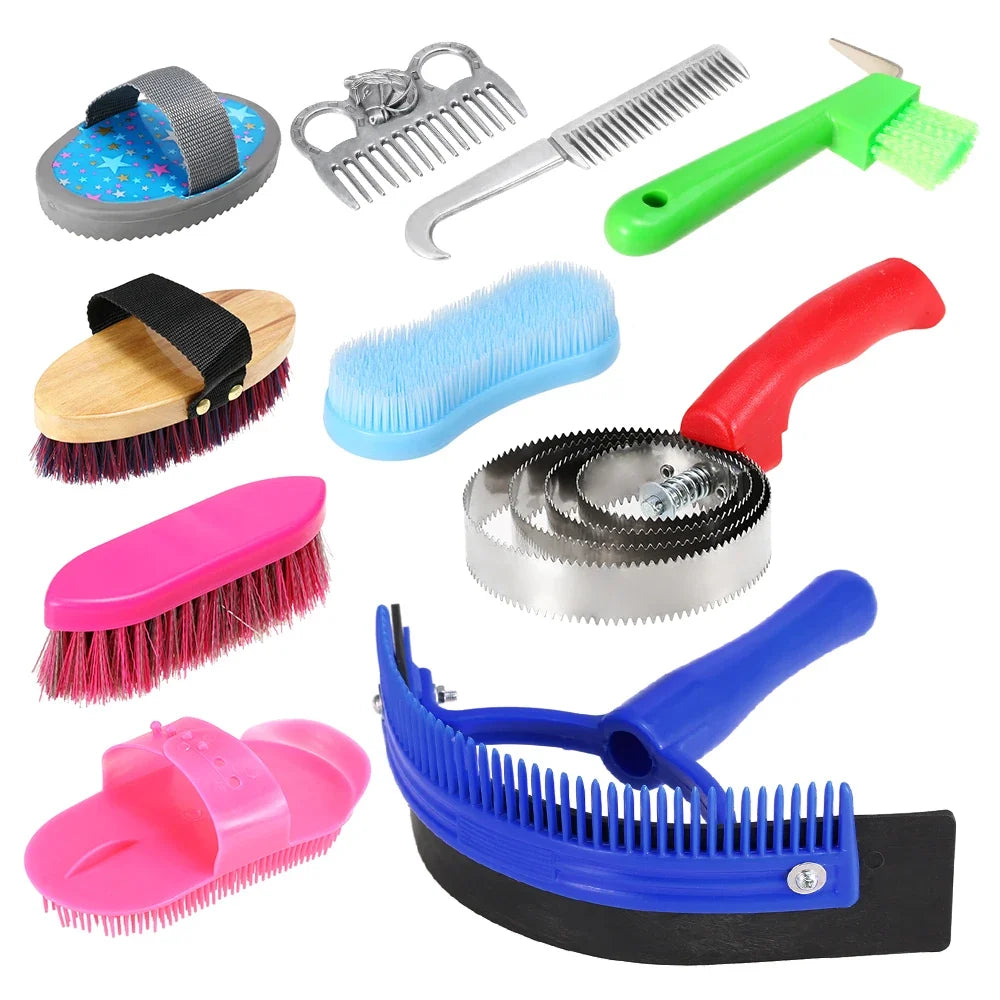 Horse Grooming Tool Set Cleaning Kit Mane Tail Comb – 3 Colors