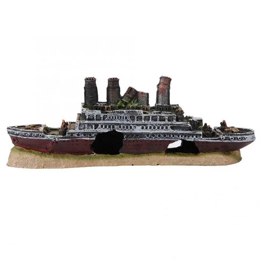 Resin Aquarium Titanic Lost Wrecked Boat Ship Decoration