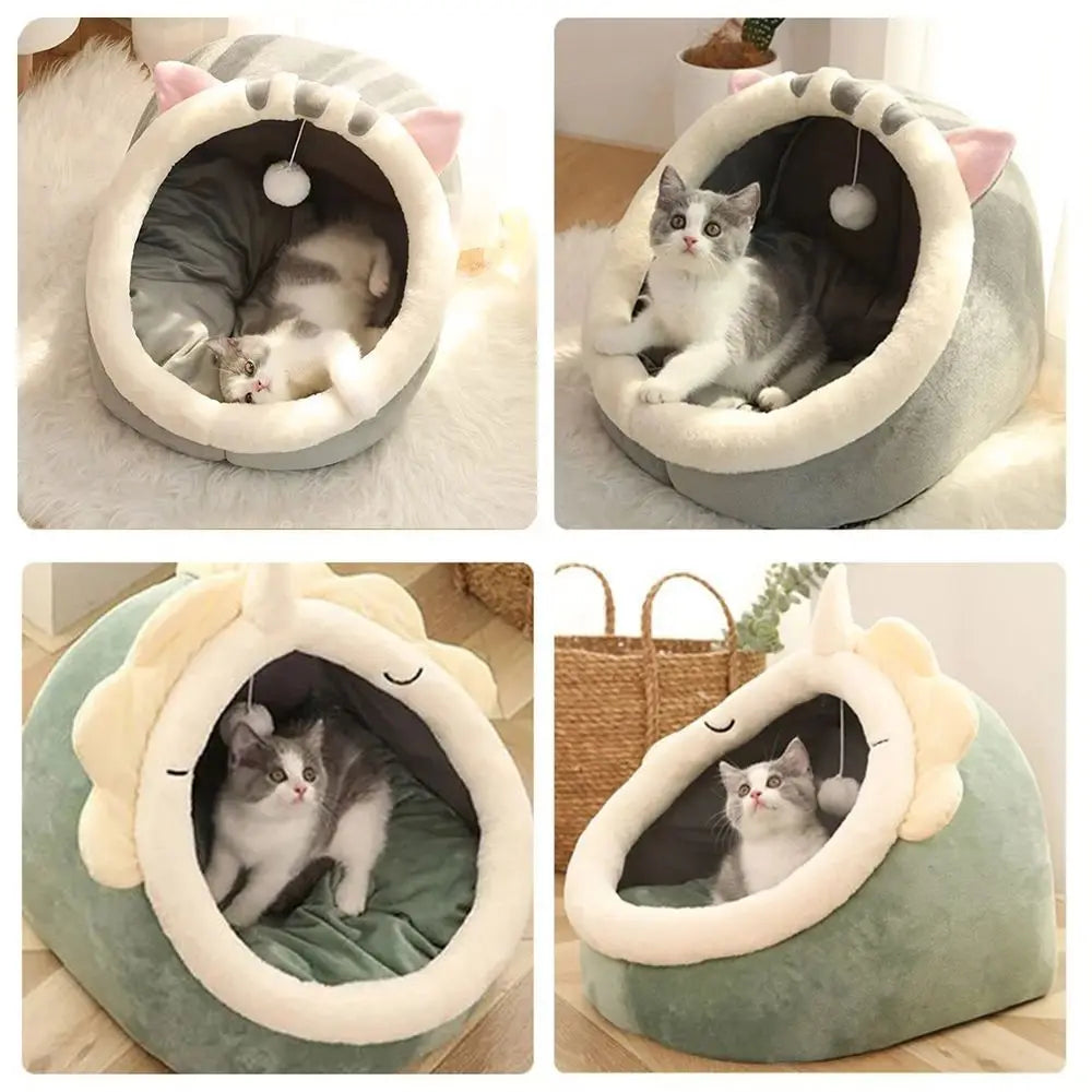 Cute Cushion Cat Sleeping Beds Semi Enclosed - ProPawPet.com