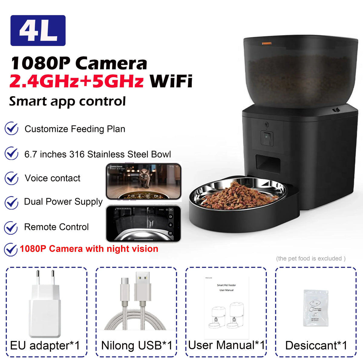 Furpipi 8l Smart Automatic Cat Feeders with 1080p Hd Camera 5g – Cat Supplies