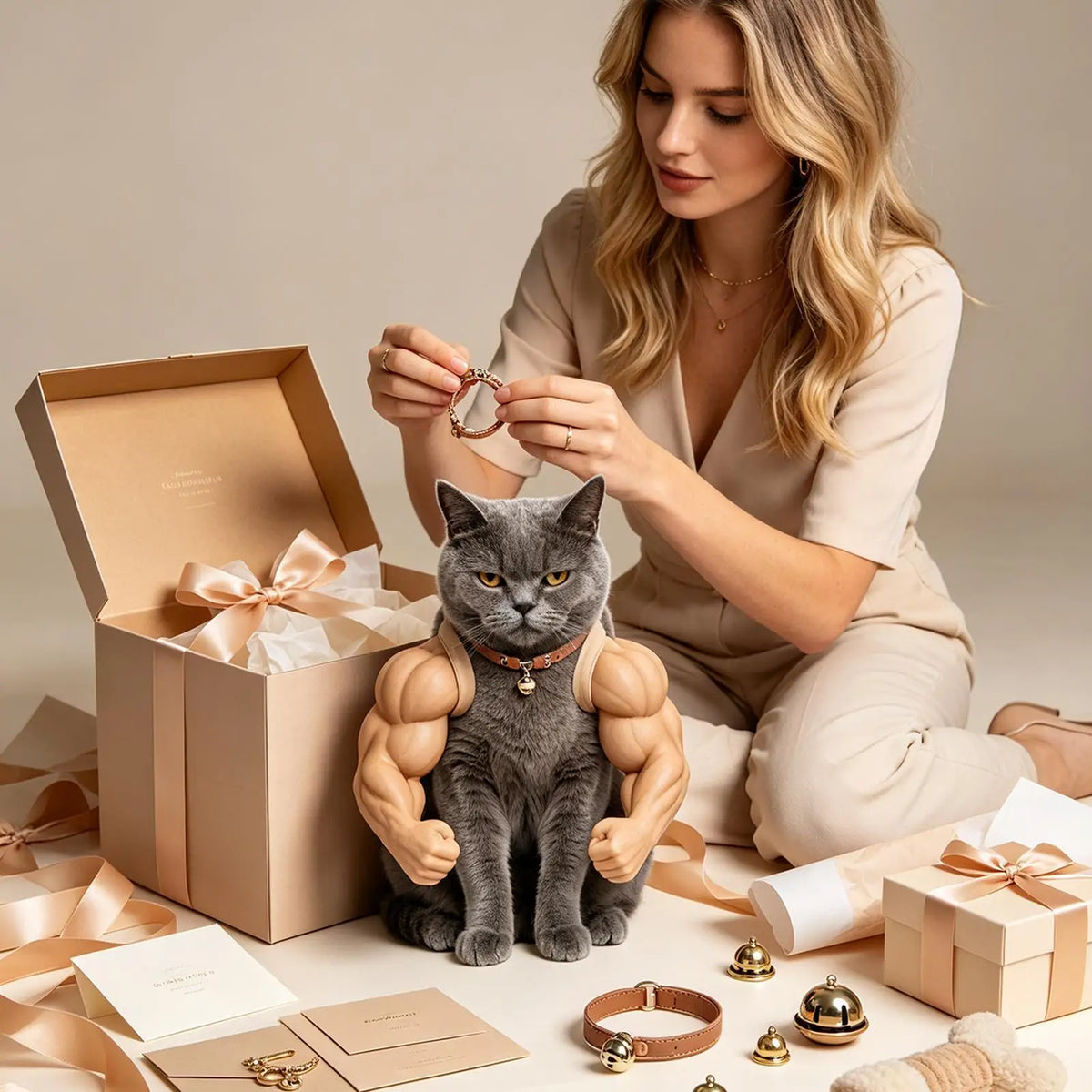 3D Printed Cat Muscle Arms Funny Cosplay - ProPawPet.com