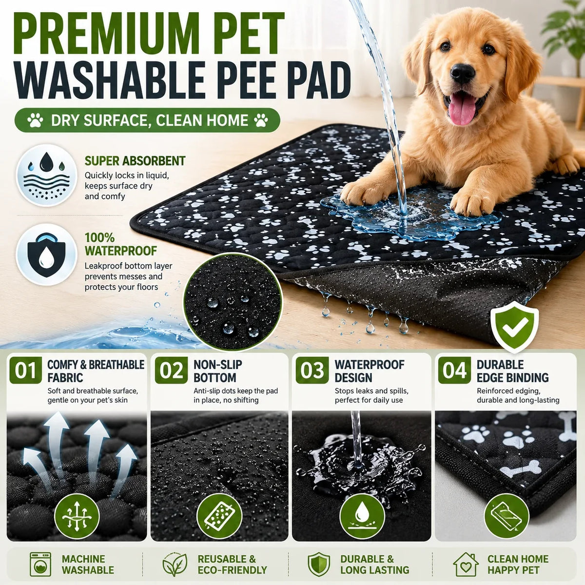 Dog Pee Pad Reusable Washable Waterproof - ProPawPet.com
