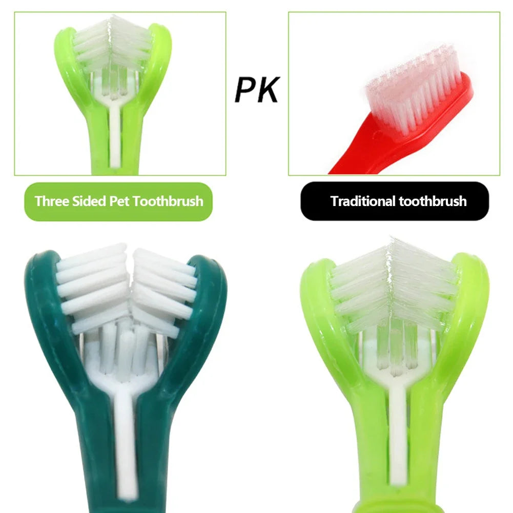 Three Sided Pet Toothbrush Three-Head - ProPawPet.com