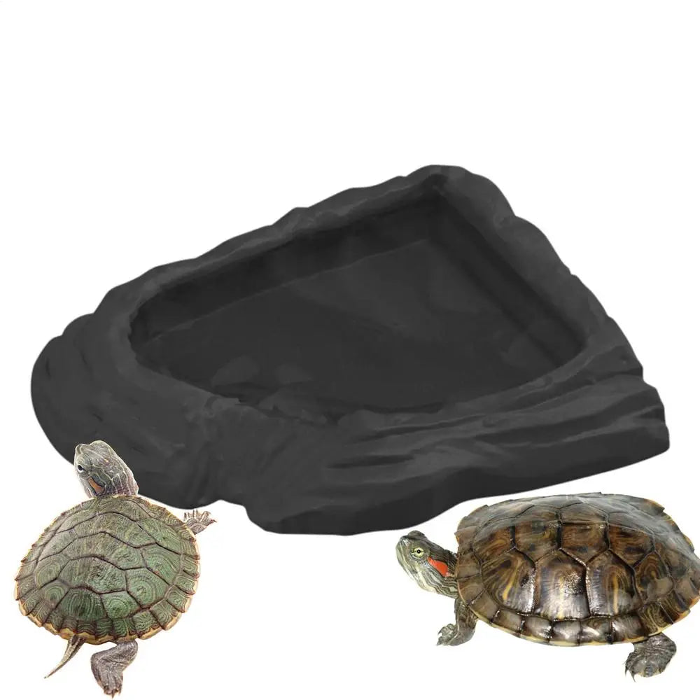 Tortoise Water Dish Reptile Bath Basin Space Saving Turtle – 3 Colors