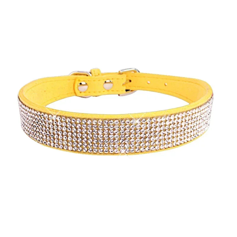 Suede Fiber Crystal Dog Collar Comfortable - ProPawPet.com