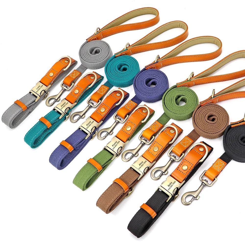 Nylon Custom Dog Puppy Collar Leash Set - ProPawPet.com