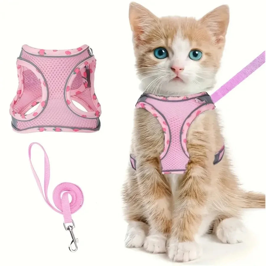 DH010Adjustable soft cat vest with safety - ProPawPet.com