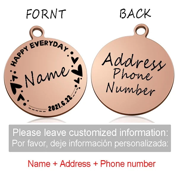 Custom Personalized Cat Dog ID Circle Tag - ProPawPet.com