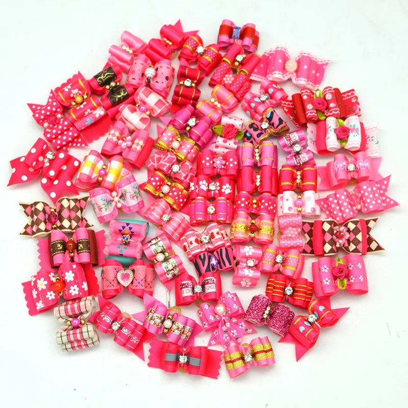 Handmade Dog Bow Diamond Pearl Supplies Hair – 8 Colors