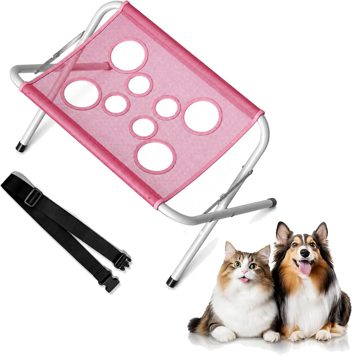 Mesh Dog Grooming Hanging Bed, Foldable Cats Paw Bathing Wash Hammock – 3 Colors