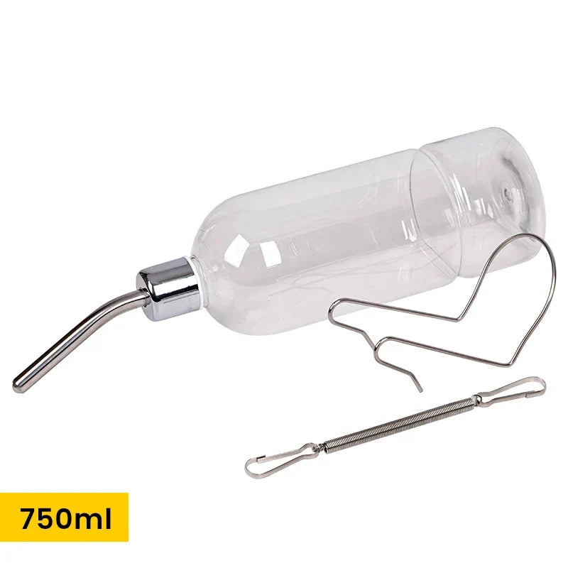 Rabbit Plastic Water Food Feeder Bottle Hanging Auto Dispenser, Stainless Steel