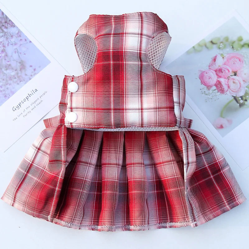 Rabbit JK Dresses and Leash Sets Mesh Plaid - ProPawPet.com