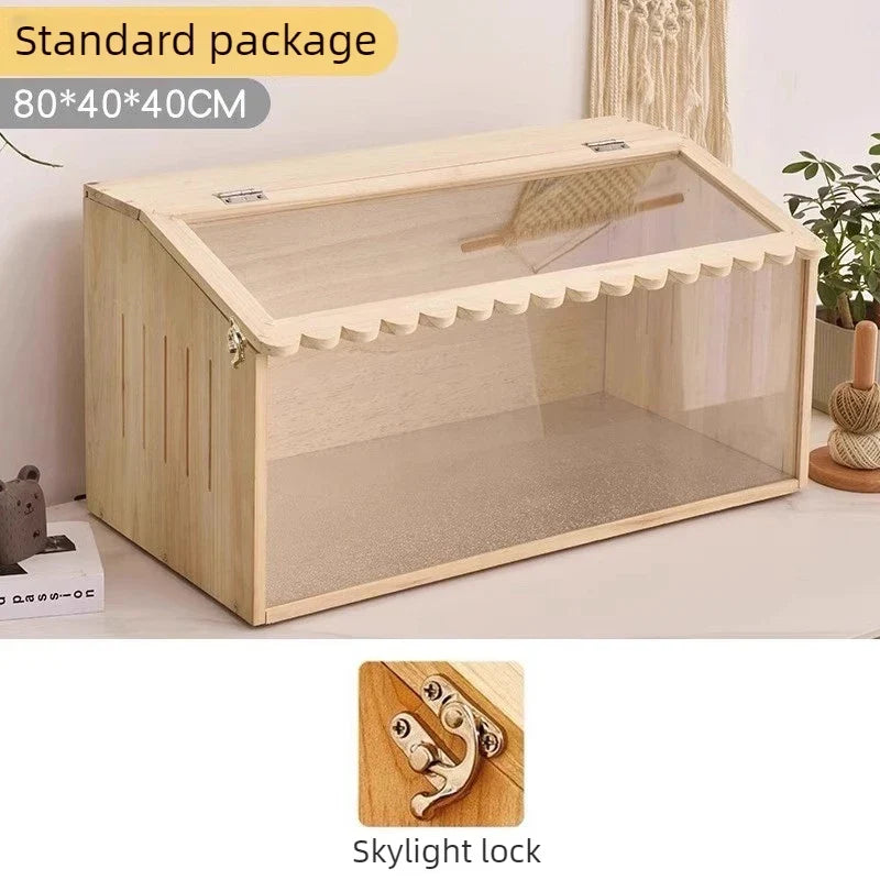Reptile Pet Breeding Box Wooden Acrylic Chameleon Lizard – 4 Colors