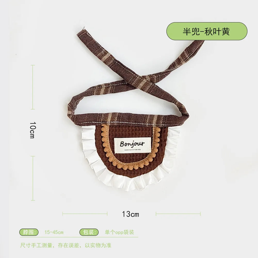 Pet Cute Puppy Dog Neck Water Brown Checkered Bow Hoop Small – 4 Colors