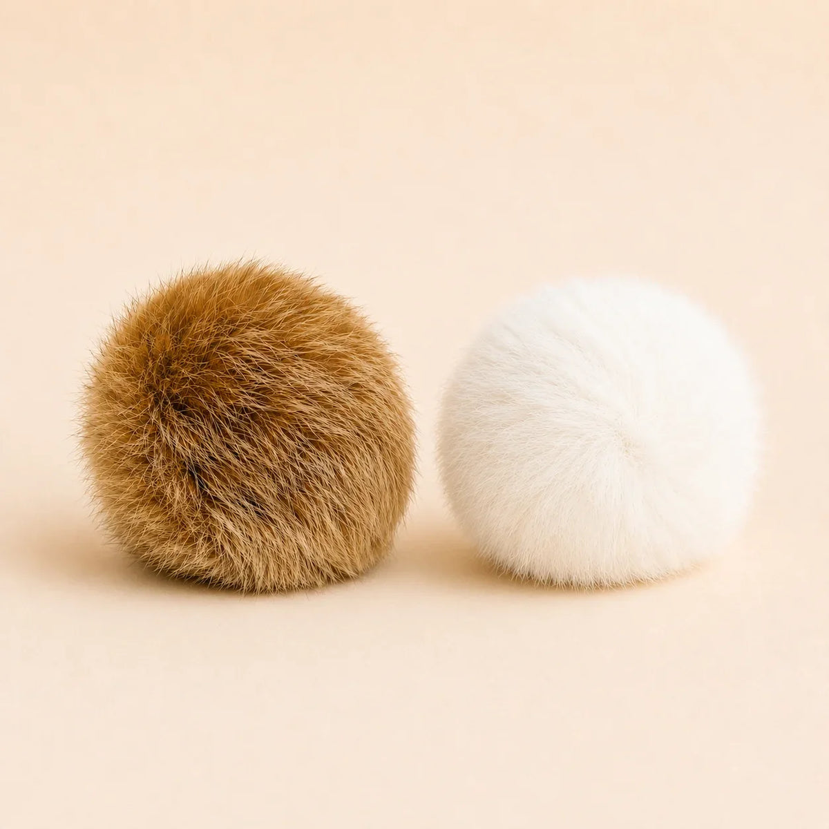 2 Natural Rabbit Fur Ball Cat Plaything
