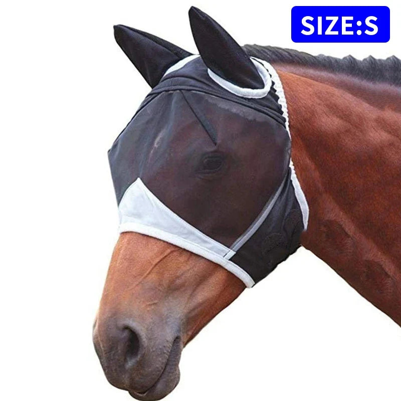 Fine Mesh Horse Equine Fly Mask with Ears 60 UV Protection – 6 Colors
