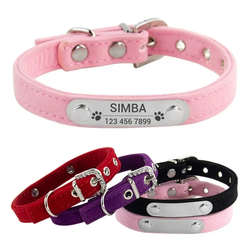Personalized Cat Collar Soft Velvet Puppy - ProPawPet.com