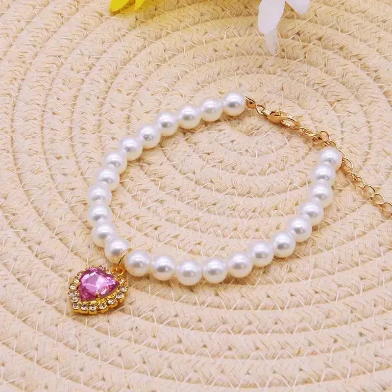Pet Pearl Collar Dog Princess Necklace – 3 Colors