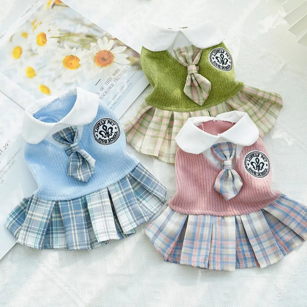 Kawaii Pet JK Plaid Skirt Knitted College - ProPawPet.com