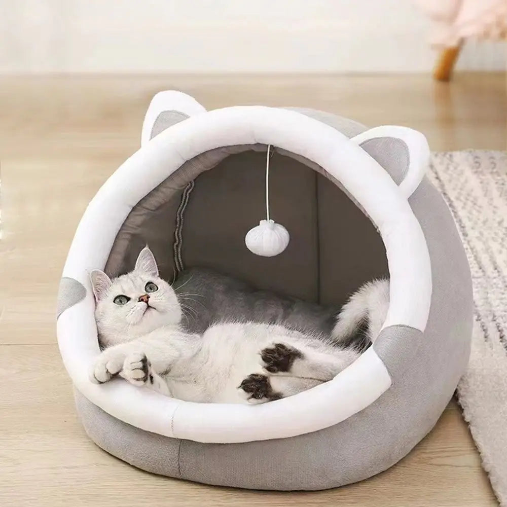 Cute Cushion Cat Sleeping Beds Semi Enclosed - ProPawPet.com