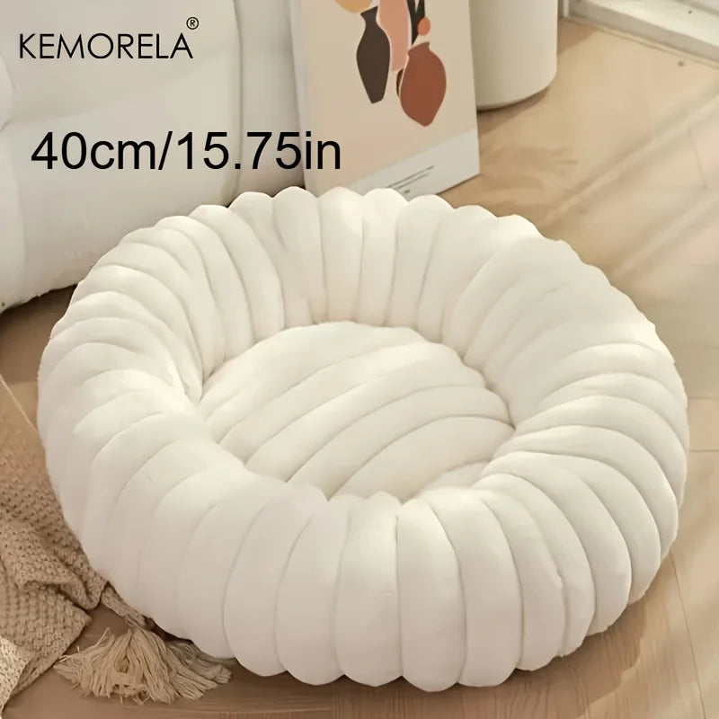 Plush Round Pet Bed Washable Soft Nest – 10 Colors
