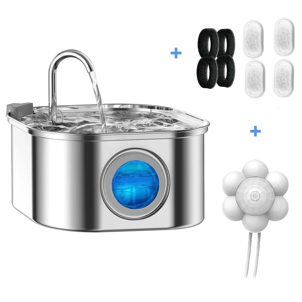 3.2l Stainless Steel Pet Water Food Feeder Auto Cat Fountain – Cat Supplies
