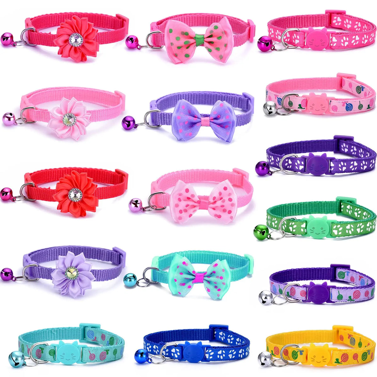 16 PCS Cute Cat Collars and Bells-Separate - ProPawPet.com