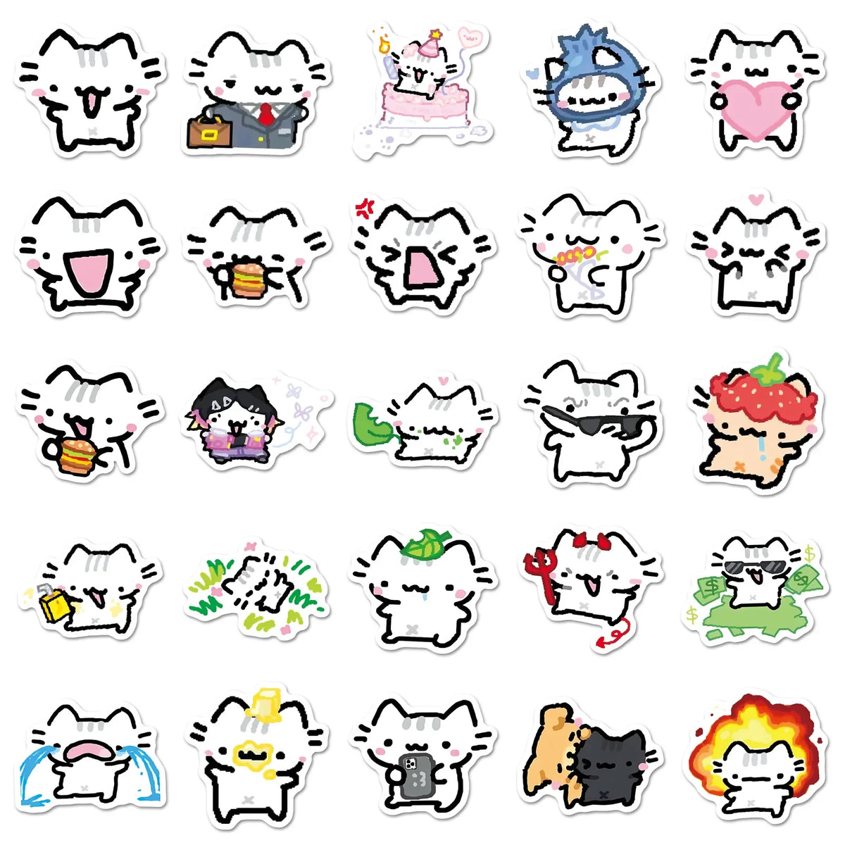 50 Pcs Cute Cat Stickers Kitten Pet Animal - ProPawPet.com
