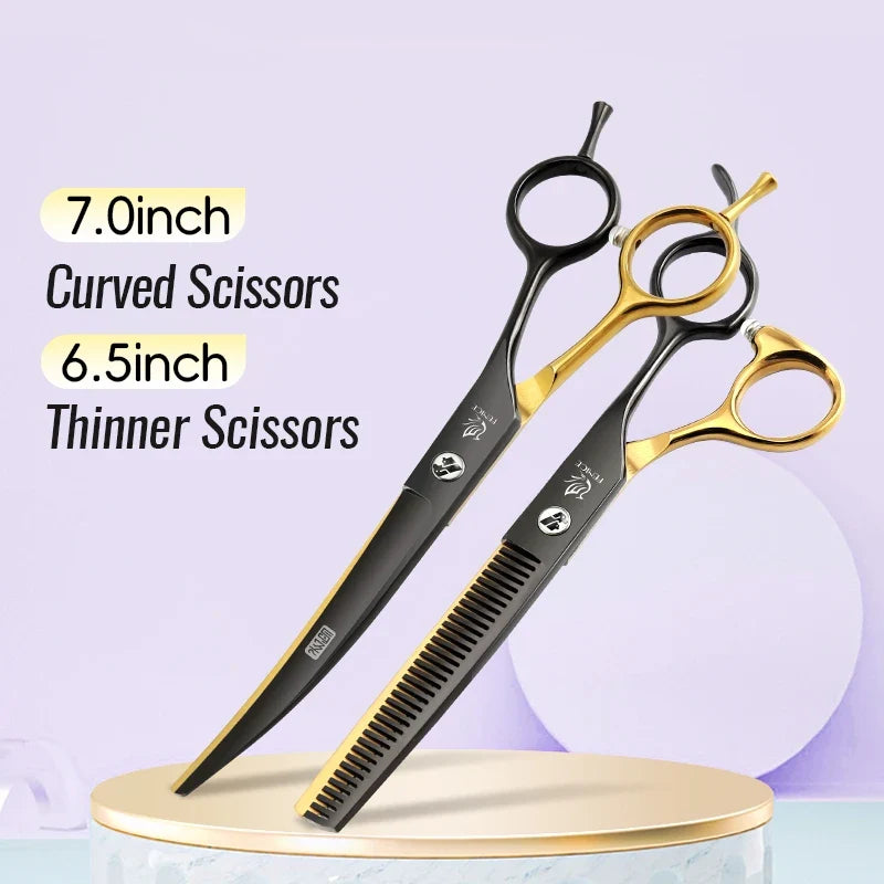Fenice 6.5 7 Inch Black Gold Pet Grooming Shears Straight – Dog Supplies