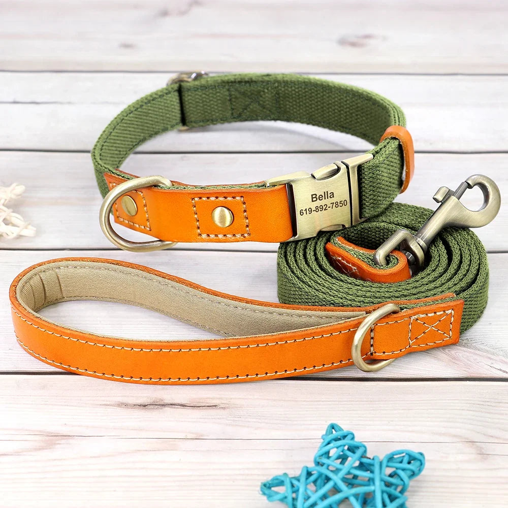 Nylon Custom Dog Puppy Collar Leash Set - ProPawPet.com