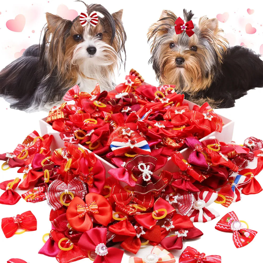 10/20PCS Diamond Puppy Bows Multi Style Dog - ProPawPet.com