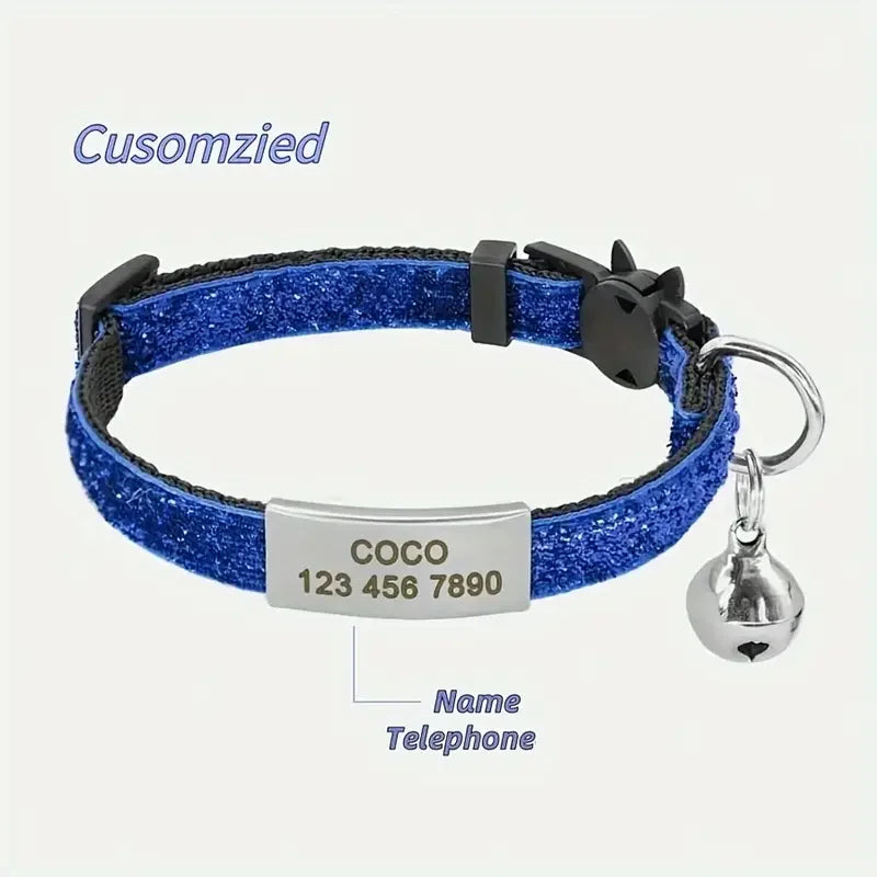 Free Engraving Glitter Cat Safety Buckle - ProPawPet.com