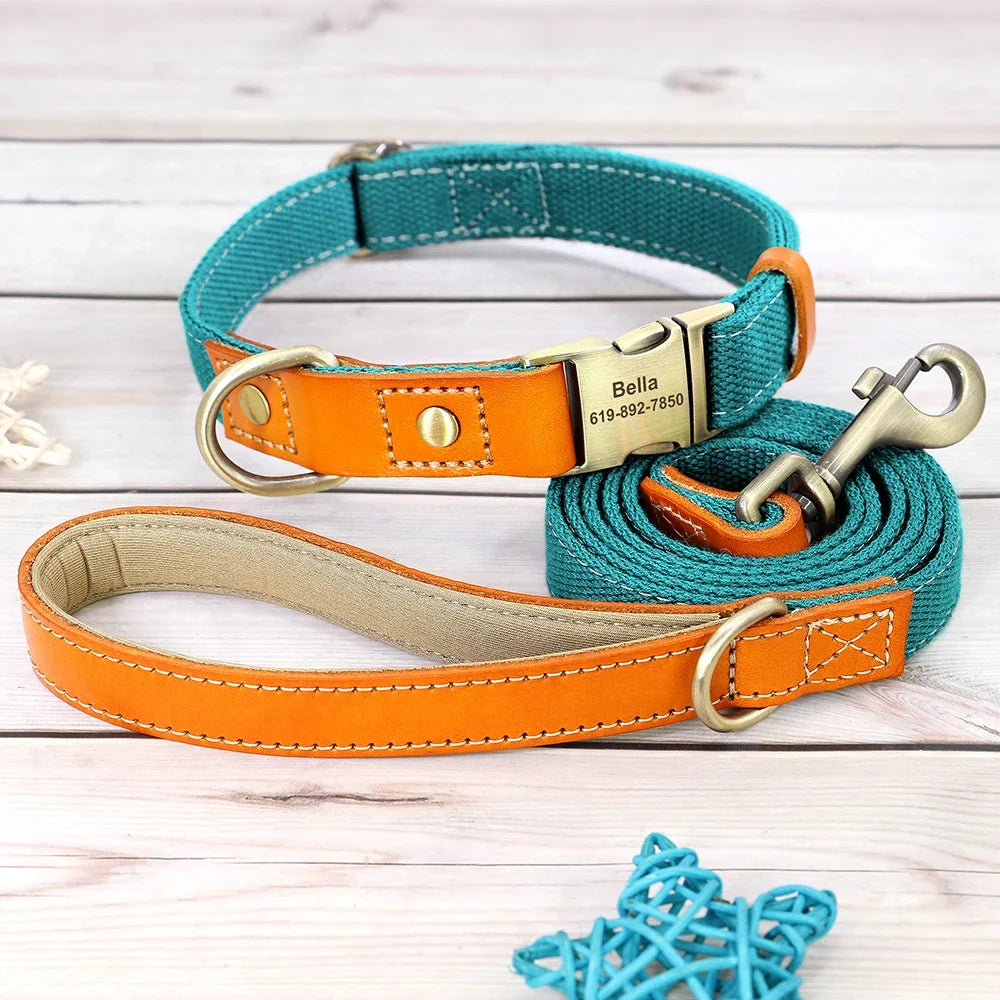 Nylon Custom Dog Puppy Collar Leash Set - ProPawPet.com