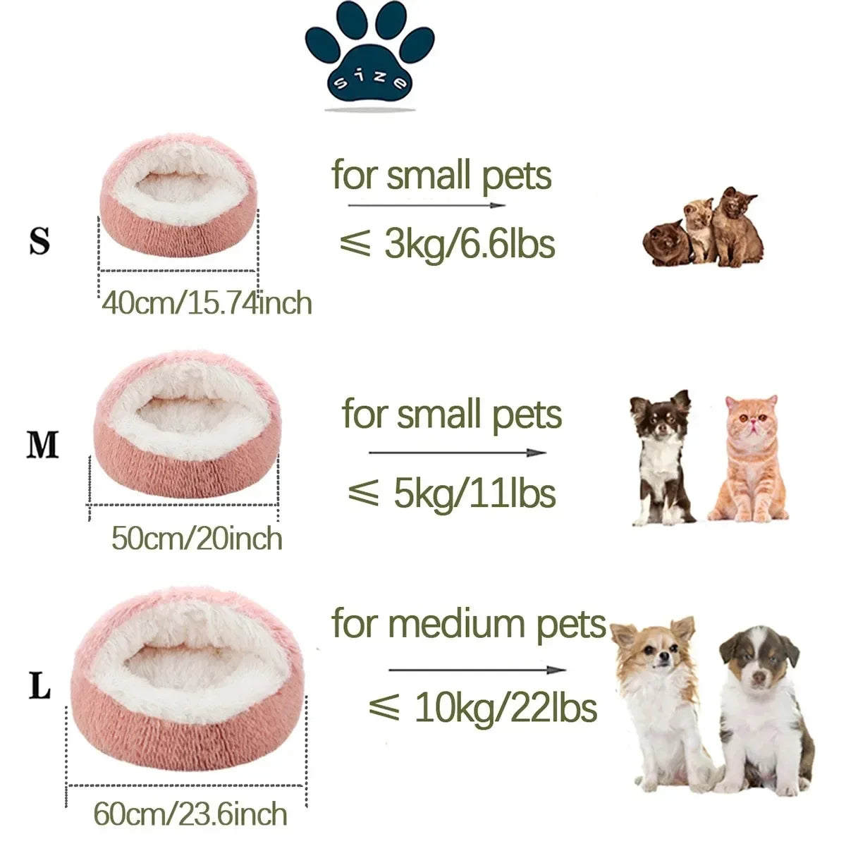 50CM 2 in 1 Soft Plush Pet Bed with Cover - ProPawPet.com