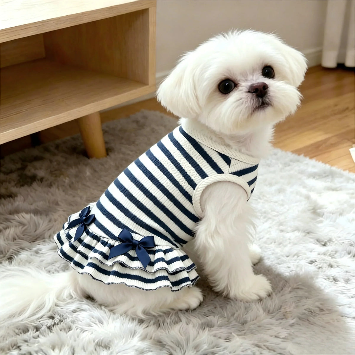Cute Red White Striped Pet Dress Sleeveless - ProPawPet.com