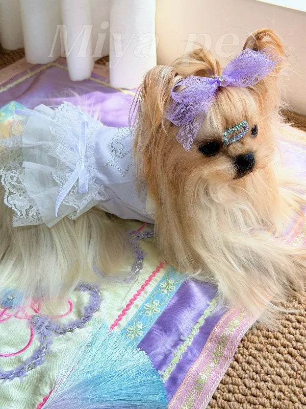 Pure Cotton Pet Strap Dress Lace Rhinestone - ProPawPet.com
