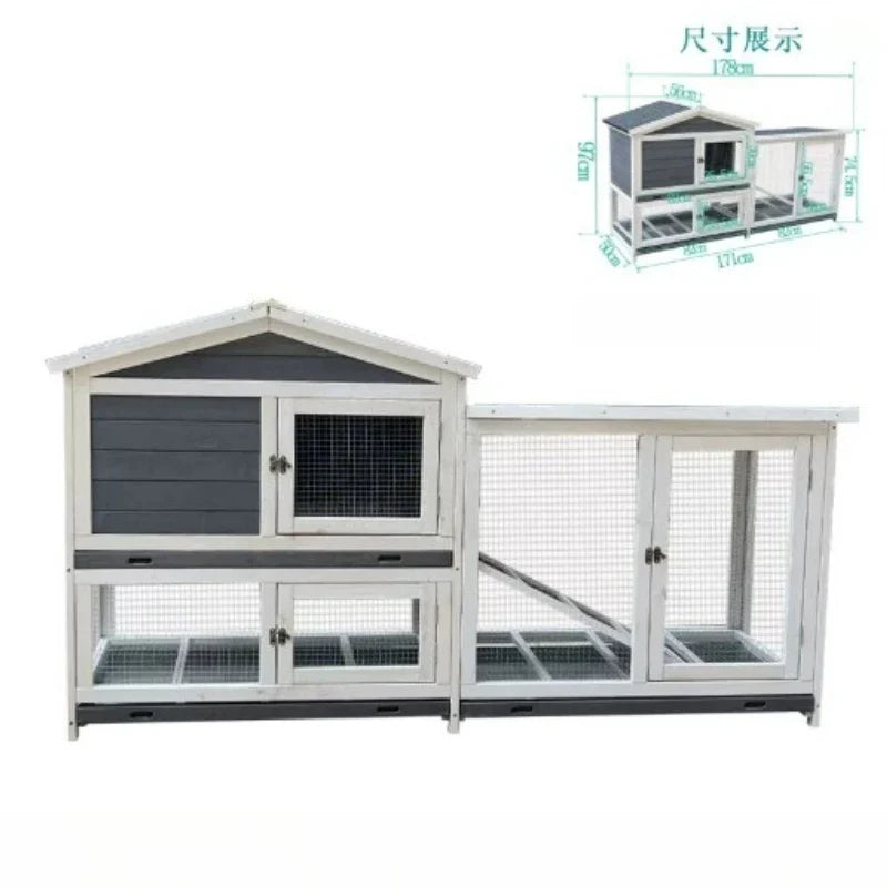 Indoor Outdoor Wooden Rabbit Hutch, 2-Tier - ProPawPet.com