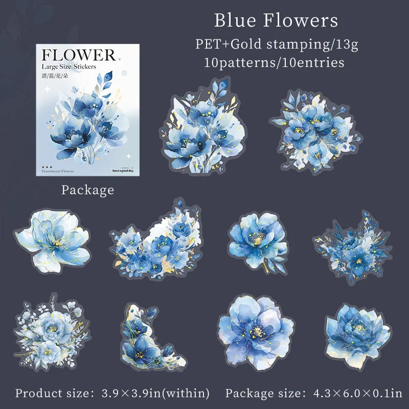 PET Bronzing Flower Stickers – 6 Colors