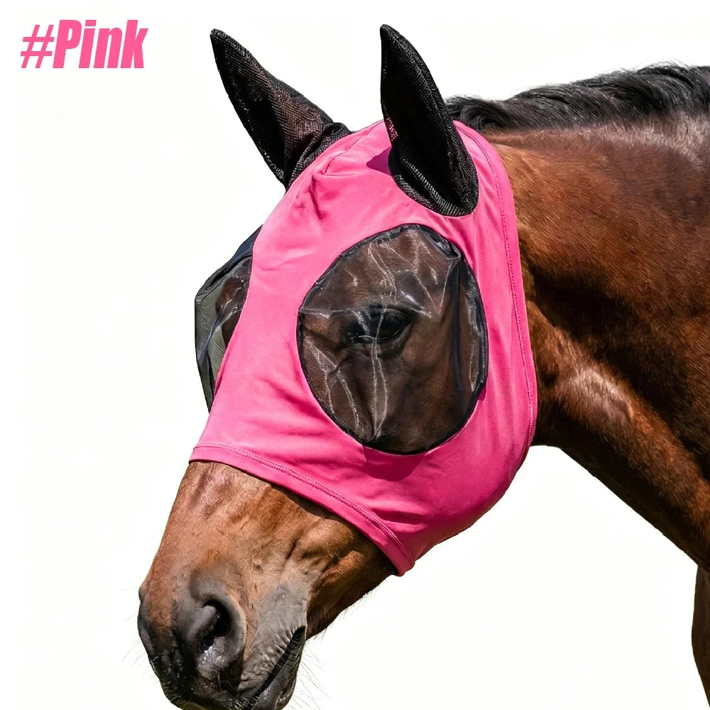 Horse Fly Mask with Ears, Breathable Mesh UV Protection – 4 Colors