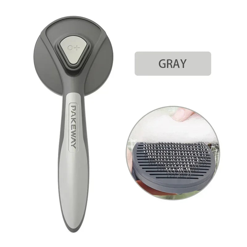 Pet Dematting Grooming Comb Cat Fur Remover Self Cleaning Pin Brush – 3 Colors