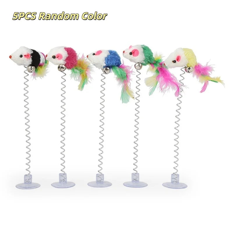 Interactive Swinging Mouse Plaything with Suction Cup for Small Pets