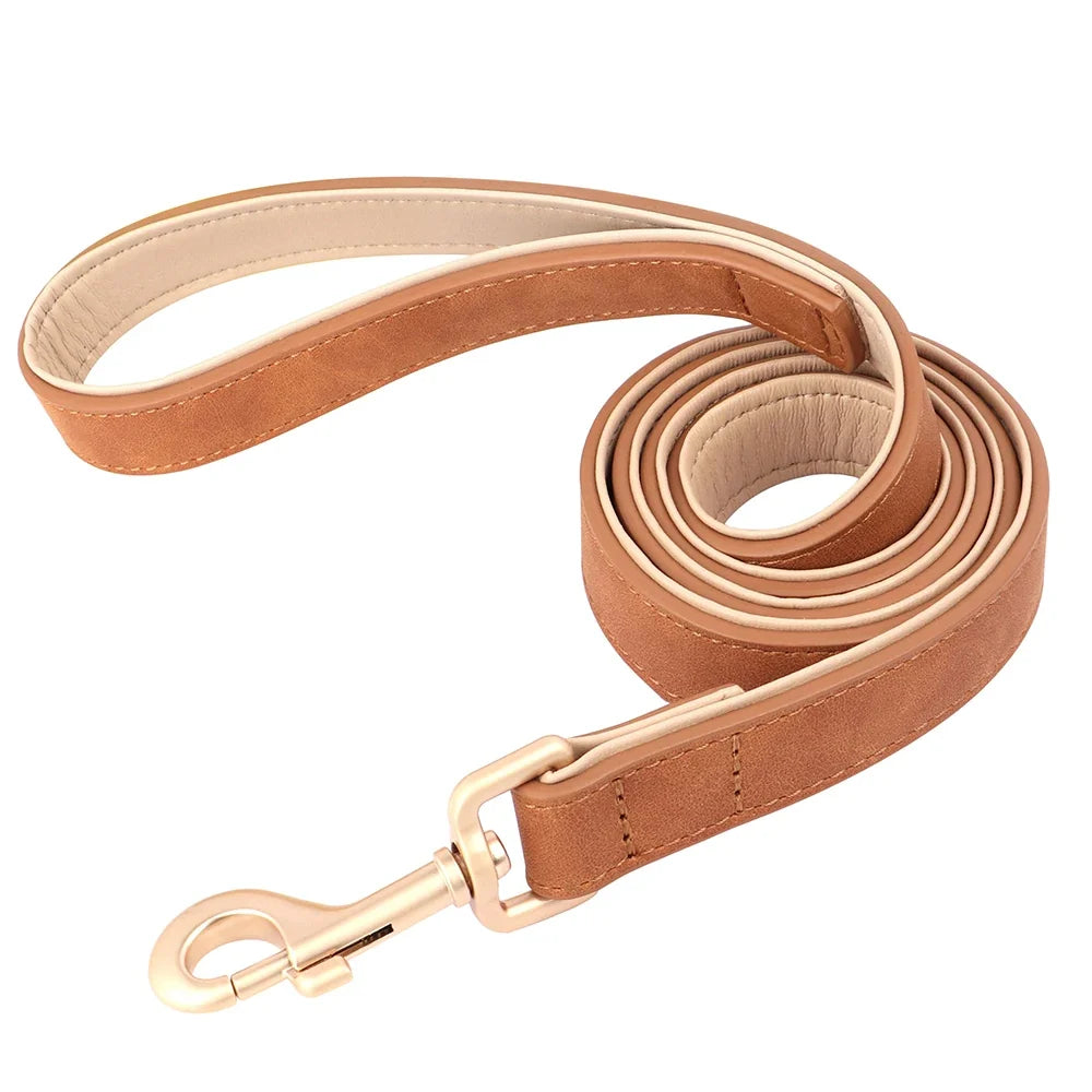 120cm Dog Leash Soft PU Leather Padded Handle Lead – 5 Colors